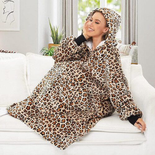 GR417 رداء من الفرو الناعم قابل للارتداء مع قبعة للسيدات -  شكل A