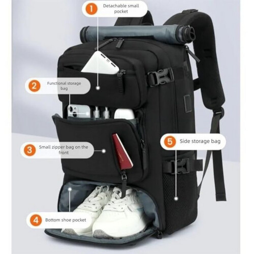 GR402 حقيبة ظهر كبيرة متعددة الإستخدامات 32×54 سم - اسود