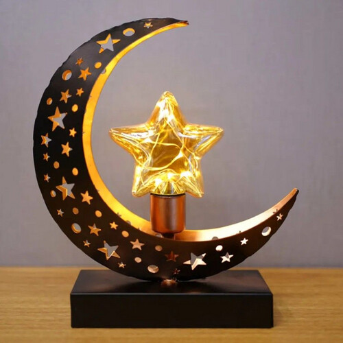 PT301  فانوس معدنى على شكل هلال مع إضاءة LED