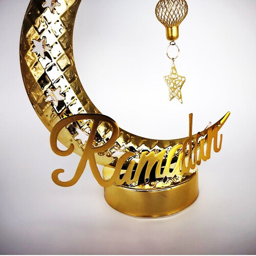 PT305  فانوس معدن على شكل هلال مع إضاءة