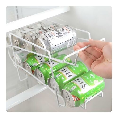 GR598 منظم مشروبات الصودا القابل للتكديس من طبقتين - أبيض