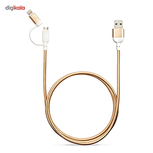 GR3163 كابل Adam element 2 في 1 بطول 20 سم، يجمع بين منفذي لايتنينج ومايكرو يو إس بي - ذهبي