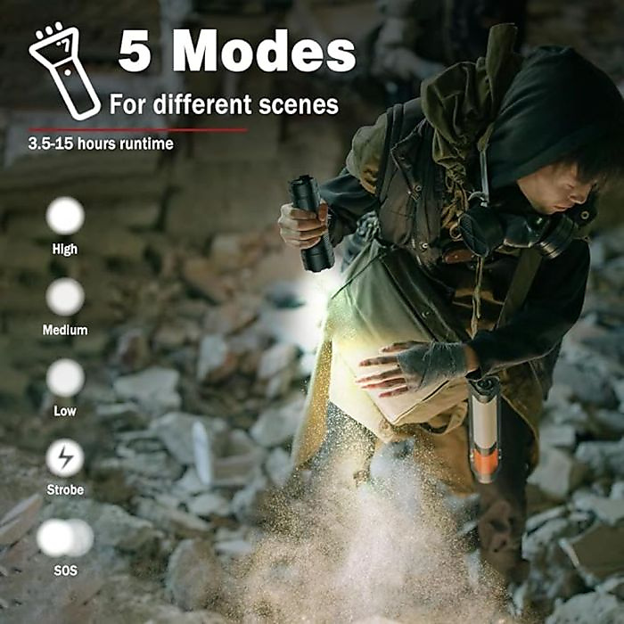 GR3446 كشاف يدوي ليد قابل للشحن 1300 لومن متعدد الإضاءة