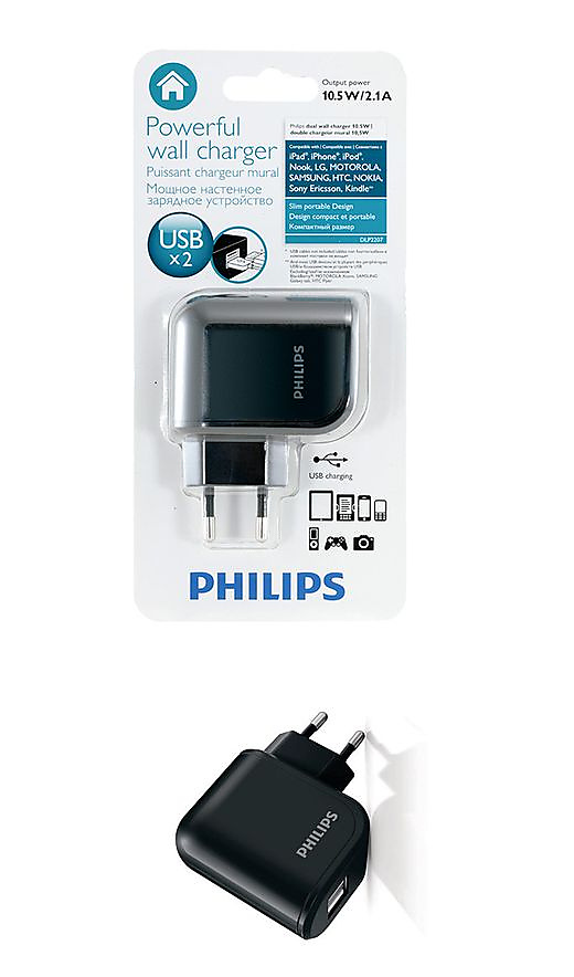 GR3171 شاحن قوي من فيليبس، منفذي USB، 10.5 واط/2.1 أمبير