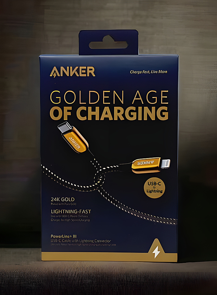 GR3263 كابل Anker Power Line+ III USB-C إلى Lightning (ذهبي) - معتمد من MFi