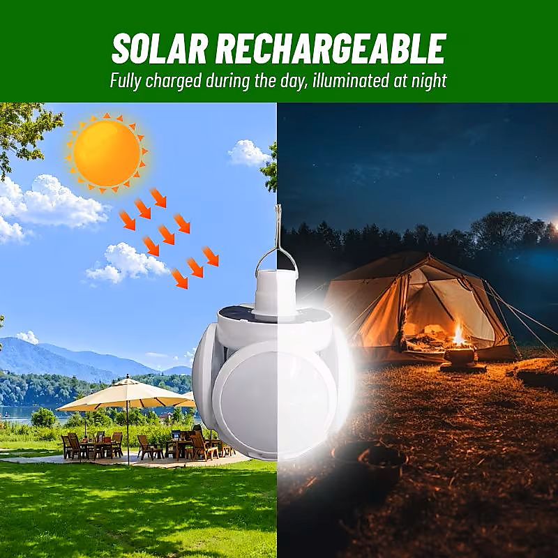 GR3443 مصباح قابل للشحن بالطاقة الشمسية وUSB مع ريموت وعلاقة