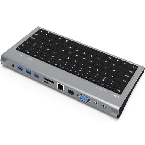 GR422  لوحة مفاتيح 11-في-1 منفذ USB-C ويدعم عرض لشاشتين منAr/En - Feeltek