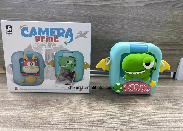 PT186 كاميرا فيديو رقمية وطباعة فورية  شكل ديناصور للأطفال والبنات والأولاد