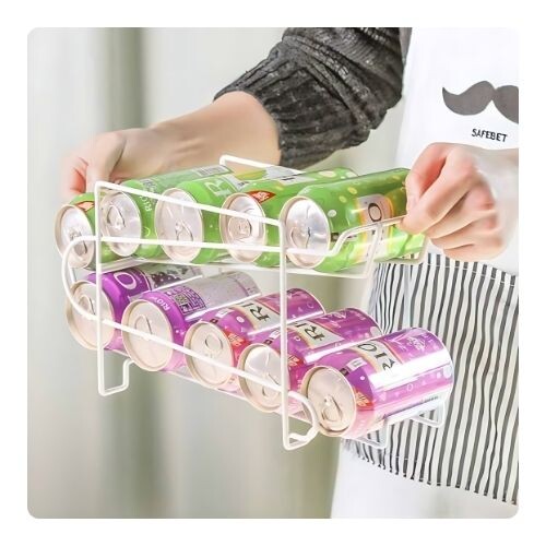 GR598 منظم مشروبات الصودا القابل للتكديس من طبقتين - أبيض