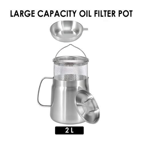 GR600 وعاء ومصفاة فلتر زيت مقلاة عميقة صغيرة مع سلة للاستخدام المنزلي، سعة 2 لتر (1.5 لتر)