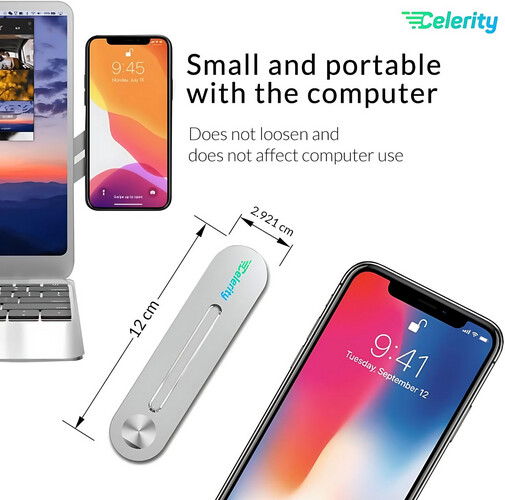 GR3228 حامل جوال للابتوب، مشبك تثبيت جانبي بمشبك تمديد مغناطيسي لجهازالتابلت والهاتف الذكي