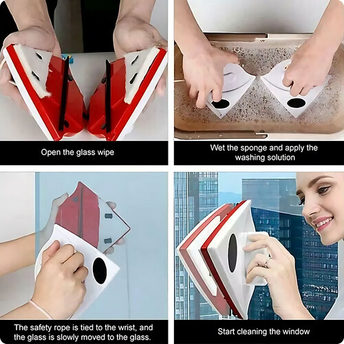GR3180 فرشاة تنظيف زجاج مغناطيسية مزدوجة الجوانب لتنظيف النوافذ
