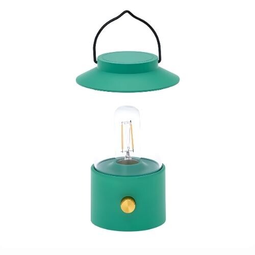 GR3247 فانوس أخضر مزرق مع لمبة LED ومفتاح باهت (ارتفاع 19 سم)