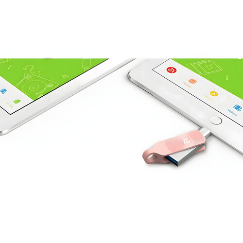 GR3260 محرك أقراص فلاش آي كليب ديو+ لايتنينج من آدم إليمنتس بسعة 64 جيجابايت - ذهبي وردي