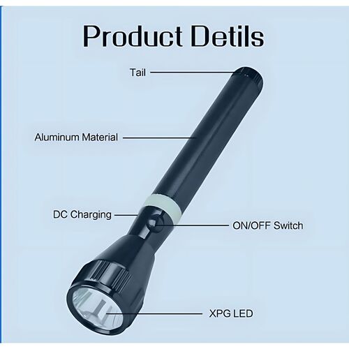 GR3425 كشاف يدوي LED قابل لإعادة الشحن - بدون كرتون