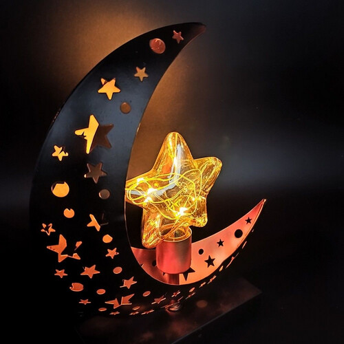 PT301  فانوس معدنى على شكل هلال مع إضاءة LED