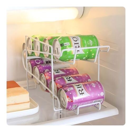 GR598 منظم مشروبات الصودا القابل للتكديس من طبقتين - أبيض