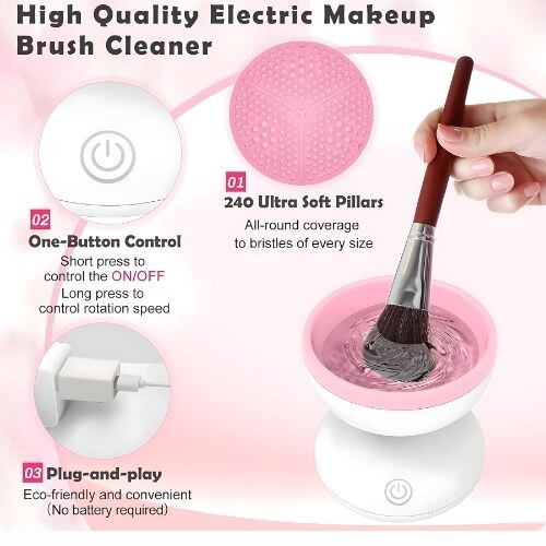 GR3246 منظف ​​فرش المكياج الفائق السرعة ومجفف الفرشاة الكهربائية التلقائي لتنظيف الفرشاة
