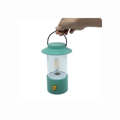 GR3247 فانوس أخضر مزرق مع لمبة LED ومفتاح باهت (ارتفاع 19 سم)