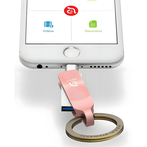 GR3260 محرك أقراص فلاش آي كليب ديو+ لايتنينج من آدم إليمنتس بسعة 64 جيجابايت - ذهبي وردي