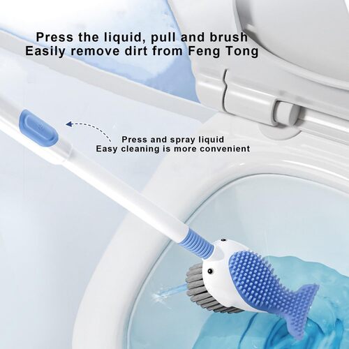 GR3476 فرشاة تنظيف المرحاض بشكل حوت مع موزع سائل