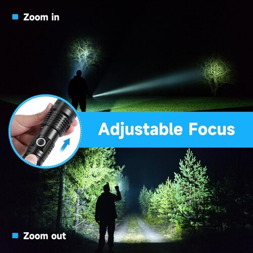 GR3428 كشاف يدوي قوي P90 قابل للشحن ويعمل بالبطارية العادية AAA