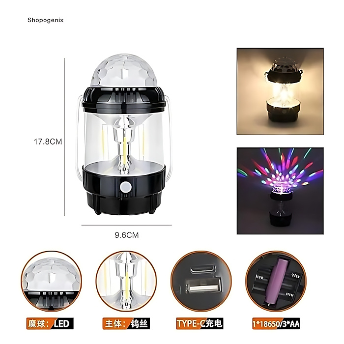 GR3439 مصباح طاولة LED خارجي متعدد الاستخدامات قابل للشحن