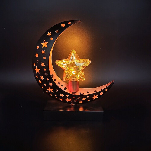 PT301  فانوس معدنى على شكل هلال مع إضاءة LED