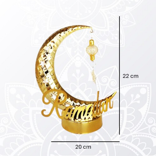 PT305  فانوس معدن على شكل هلال مع إضاءة