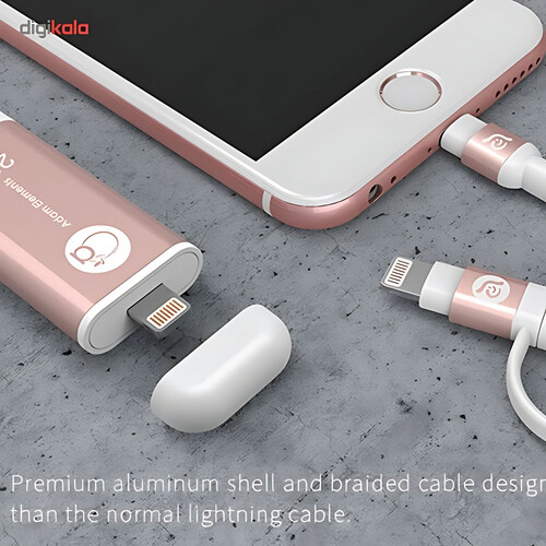 GR3163 كابل Adam element 2 في 1 بطول 20 سم، يجمع بين منفذي لايتنينج ومايكرو يو إس بي - ذهبي