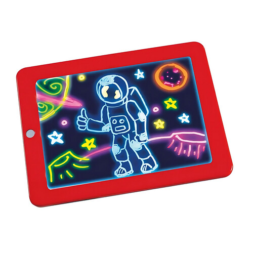 GR3182 لوحة رسم وكتابة مضيئة بتقنية LED مع أقلام وفرشاة ومشابك للأطفال