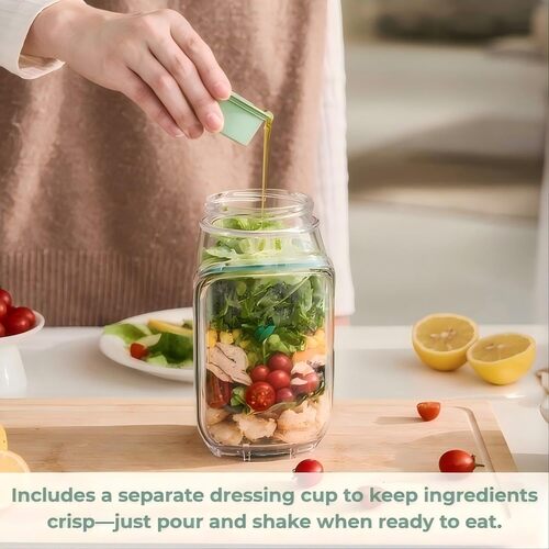 GR3473 مرطبان سلطة مع فتحة جانبية مفتوحة ومانعة للتسرب للصلصة