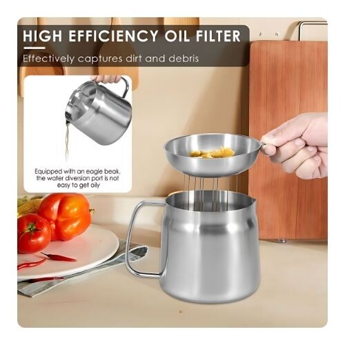 GR600 وعاء ومصفاة فلتر زيت مقلاة عميقة صغيرة مع سلة للاستخدام المنزلي، سعة 2 لتر (1.5 لتر)