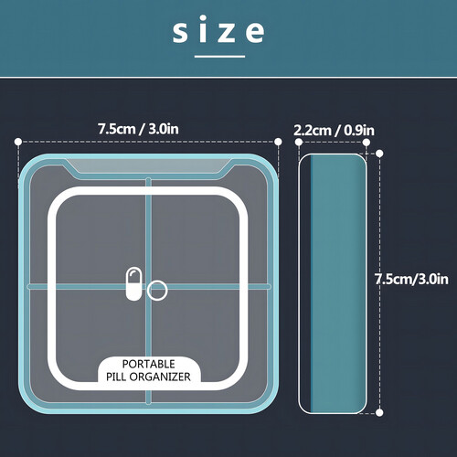 GR3264 منظم حبوب بأربعة أقسام. علبة حبوب ليوم واحد