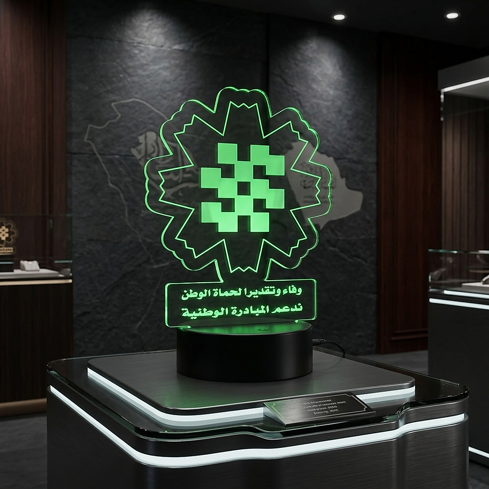 GR3434 شعـــار زهــرة العـرفـج ثـــلاثي الابعاد بأضاءة متعددة LED