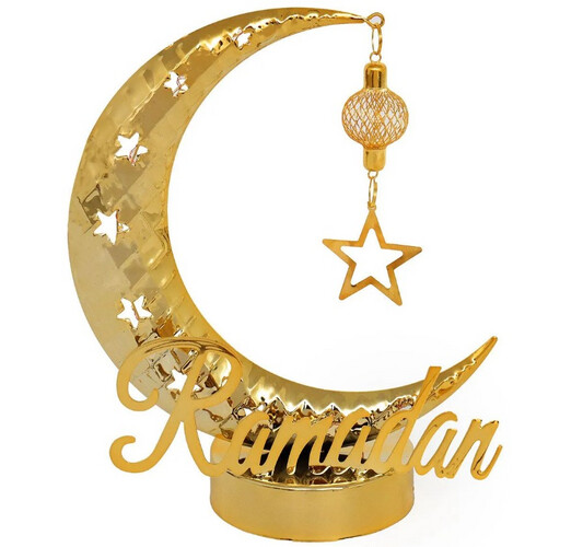 PT305  فانوس معدن على شكل هلال مع إضاءة