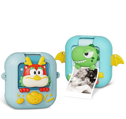 PT186 كاميرا فيديو رقمية وطباعة فورية  شكل ديناصور للأطفال والبنات والأولاد