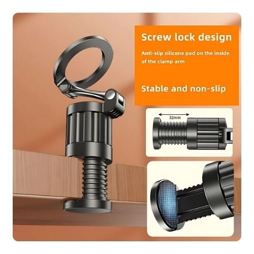 GR609 قاعدة هاتف مغناطيسية بمشبك قابلة للتعديل 360 درجة