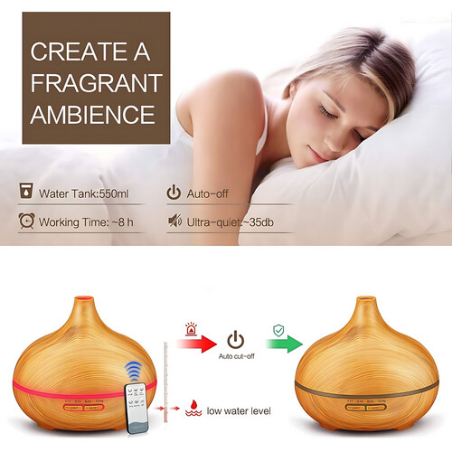 GR3176 موزع روائح الزيوت العطرية يعمل بالتحكم عن بعد بسعة 550 مل