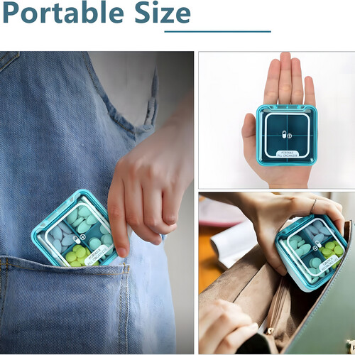 GR3264 منظم حبوب بأربعة أقسام. علبة حبوب ليوم واحد