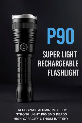 GR3428 كشاف يدوي قوي P90 قابل للشحن ويعمل بالبطارية العادية AAA