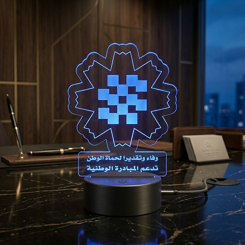 GR3434 شعـــار زهــرة العـرفـج ثـــلاثي الابعاد بأضاءة متعددة LED