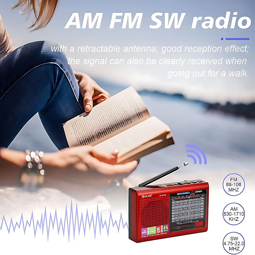 GR3440 راديو متعدد الموجات بالطاقة الشمسية مع كشاف