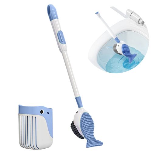 GR3476 فرشاة تنظيف المرحاض بشكل حوت مع موزع سائل