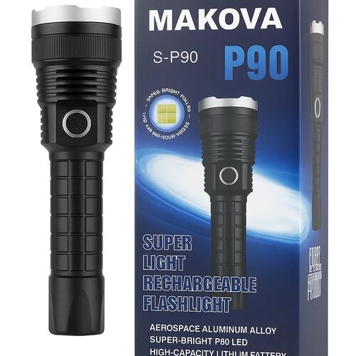 GR3428 كشاف يدوي قوي P90 قابل للشحن ويعمل بالبطارية العادية AAA