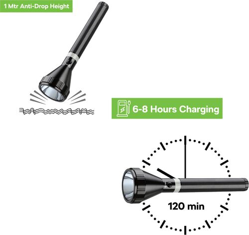 GR3452 مصباح يدوي LED قابل لإعادة الشحن مصنوع من الألومنيوم - مع كرتون