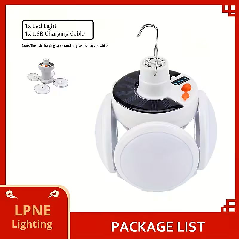 GR3443 مصباح قابل للشحن بالطاقة الشمسية وUSB مع ريموت وعلاقة