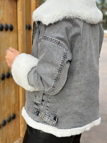 Gray jeans winter jacket