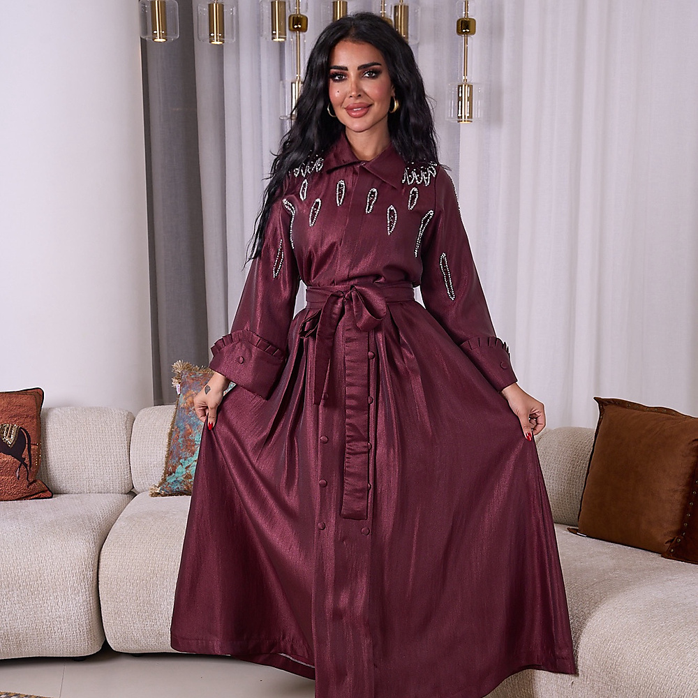 كرستال عنابي مع ازرار