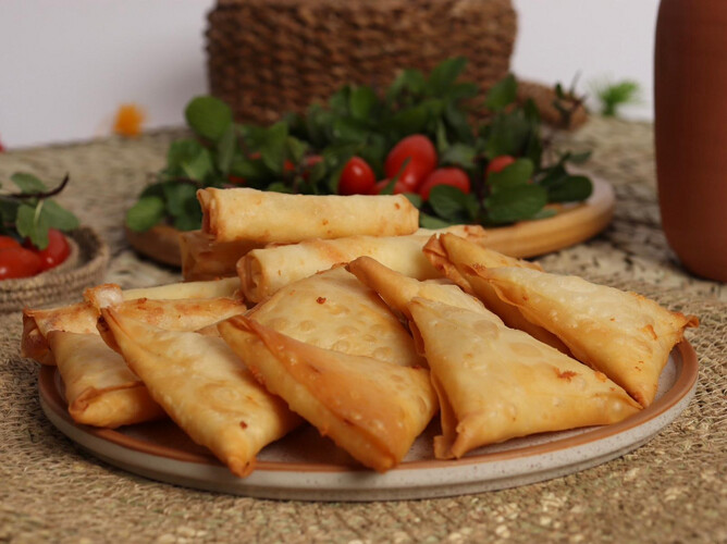 Cheddar Sambousek with Ashkaval and Mozzarella